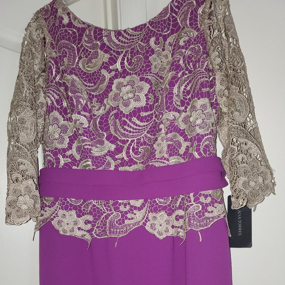 Ana Torres Fuchsia Column Mother of the Bride Dress | Elegant Formal Evening Gow - Picture 12 of 12